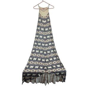 Lucky Brand Crochet Maxi Dress Sz L Womens Summer Sleeveless